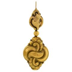 Victorian Dramatic Repousse Bulb Pinchbeck Earrings