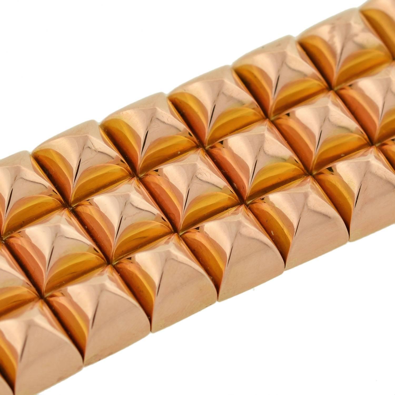 Retro French Pyramidal Link Gold Bracelet  1