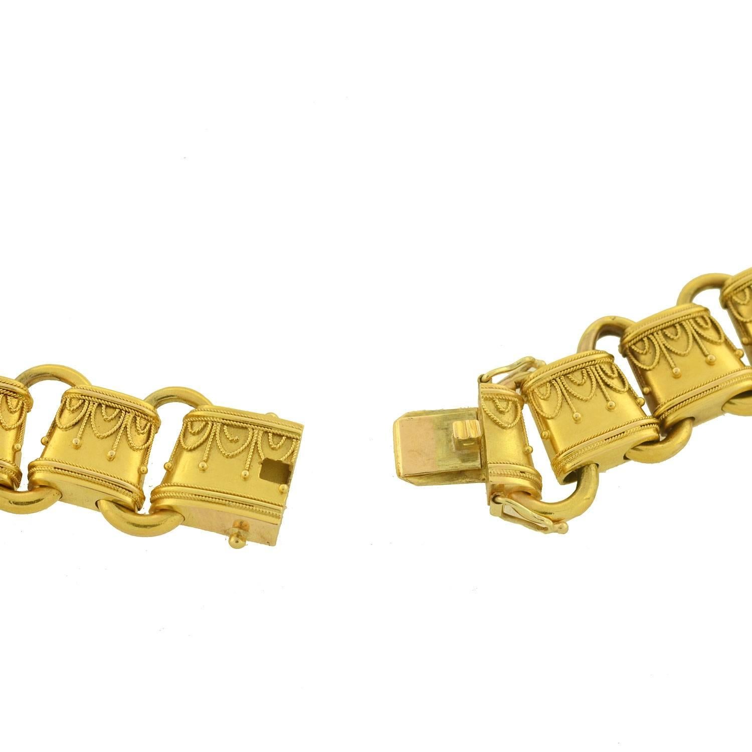 Etruskische Gliederkette aus Gold, viktorianisch, verschnörkelt Damen im Angebot