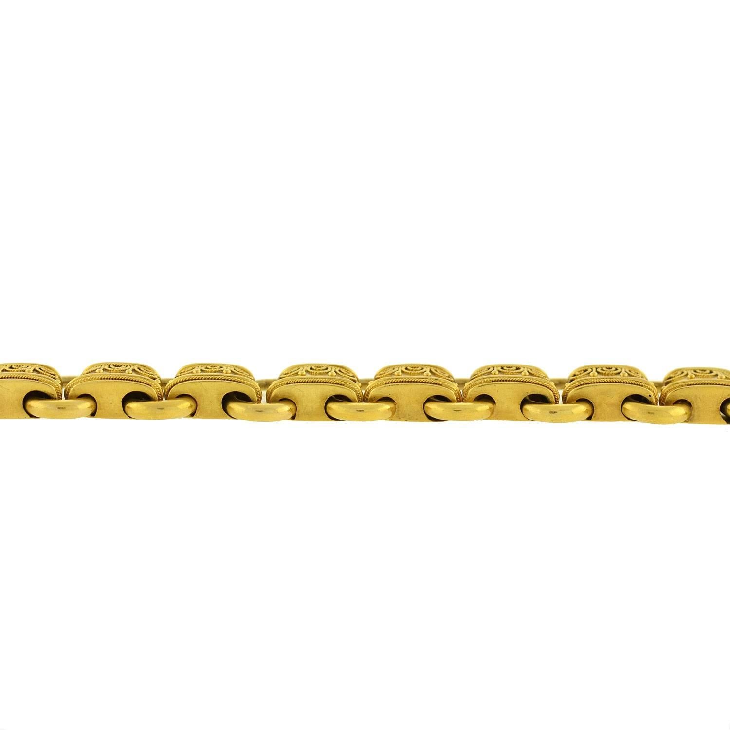 Etruskische Gliederkette aus Gold, viktorianisch, verschnörkelt im Angebot 1