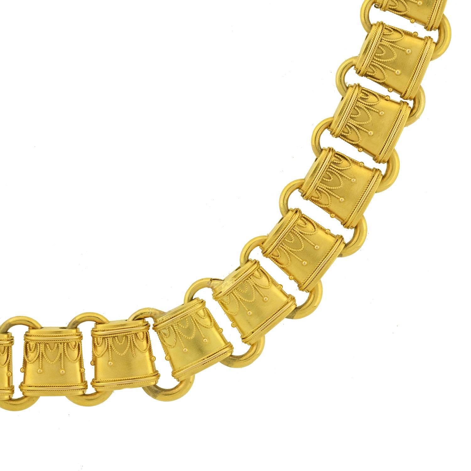 Etruskische Gliederkette aus Gold, viktorianisch, verschnörkelt im Zustand „Hervorragend“ im Angebot in Narberth, PA