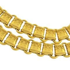 Victorian Ornate Gold Etruscan Link Book Chain Necklace