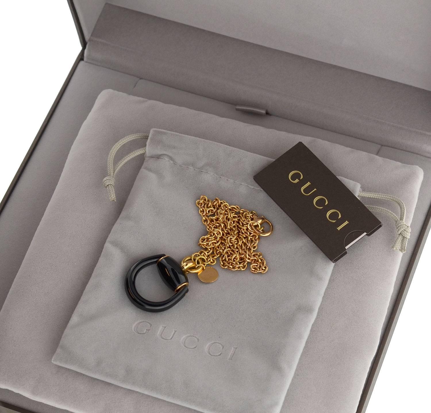 Gucci Contemporary Onyx Gold Horse Bit Necklace  1
