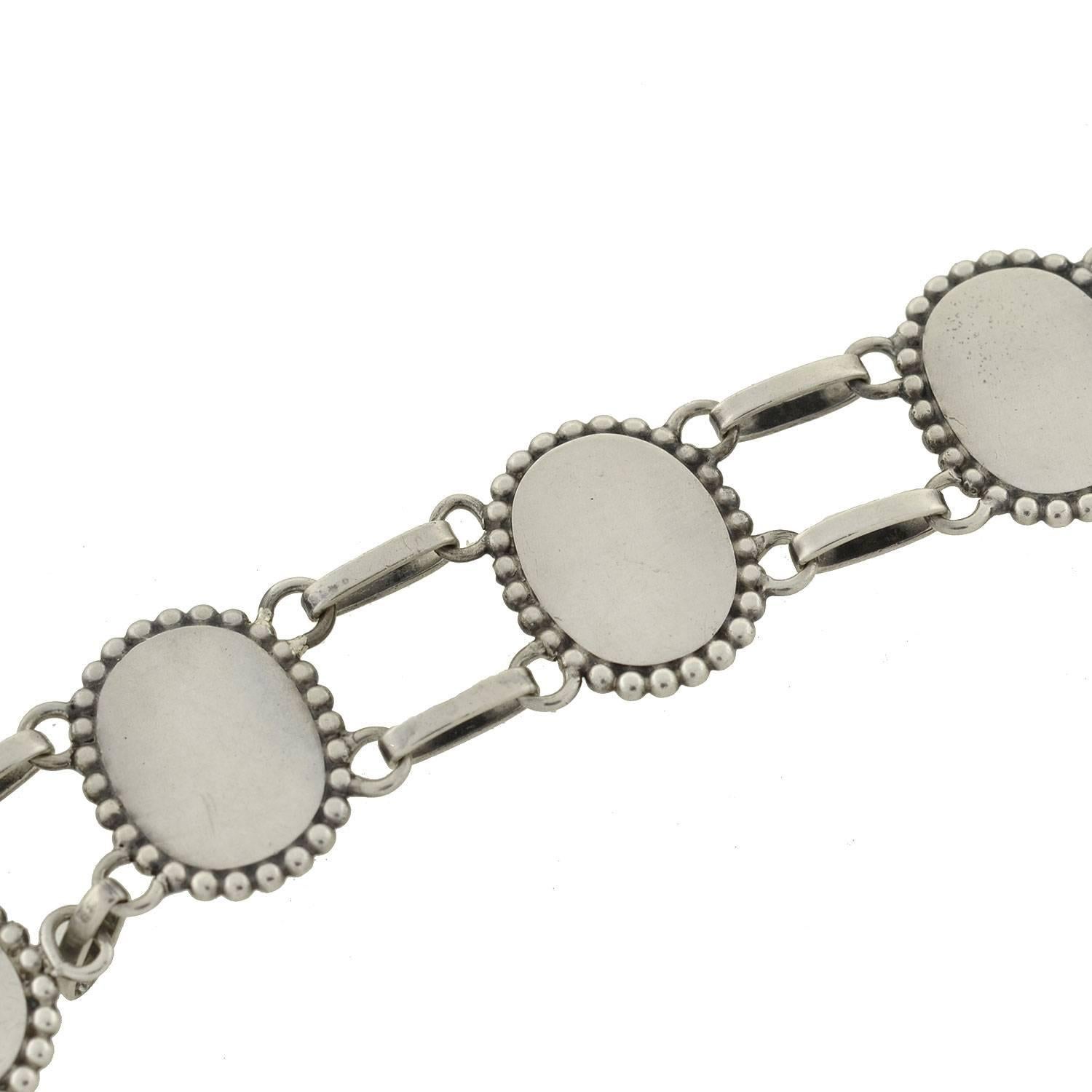 Women's or Men's Georg Jensen Chrysoprase Silver Link Bracelet