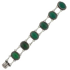 Georg Jensen Chrysoprase Silver Link Bracelet