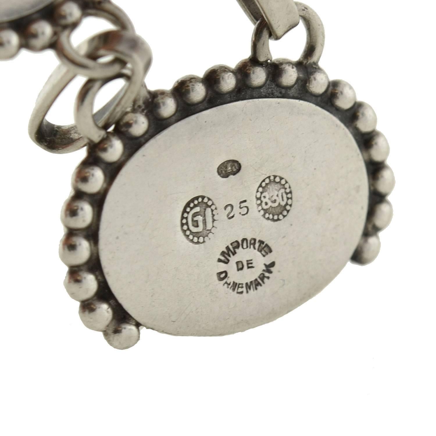 Georg Jensen Chrysoprase Silver Link Bracelet 1