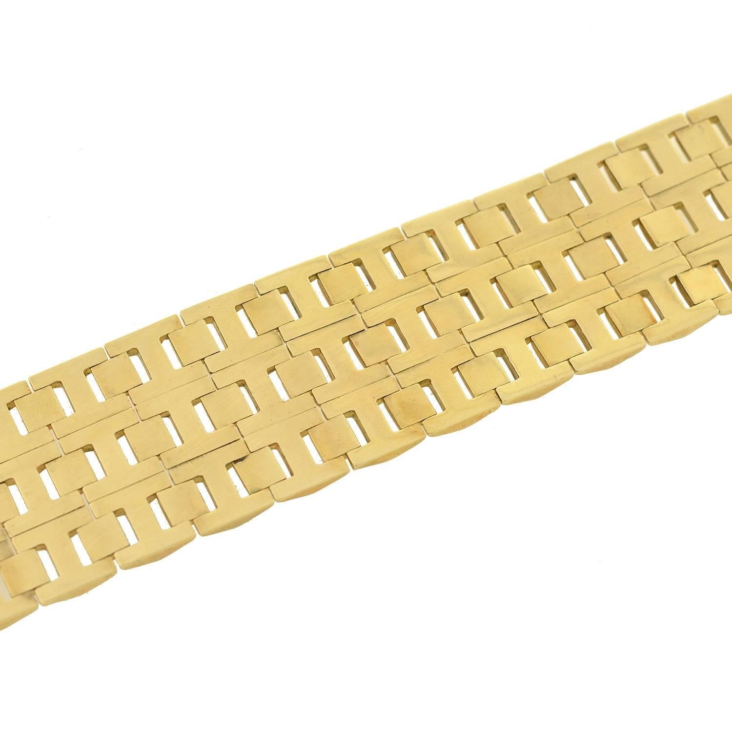 Women's or Men's Contemporary Pyramidal Stud Link Wide Gold Bracelet  For Sale