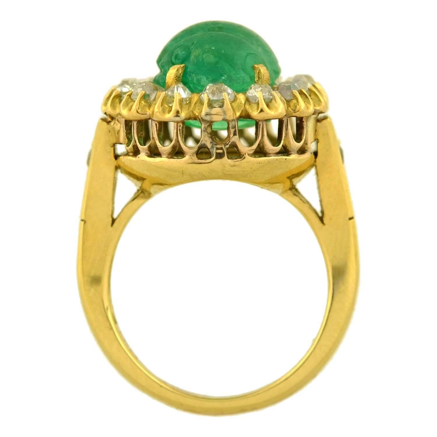 emerald and diamond gold ring
