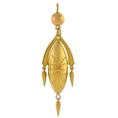 Victorian Yellow Gold Etruscan Drop Earrings