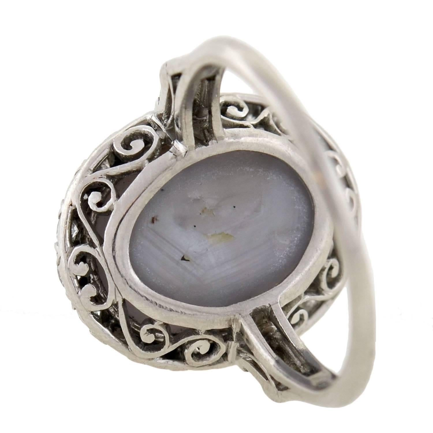 1930er Art Deco Stern Saphir Diamant Platin Ring 2