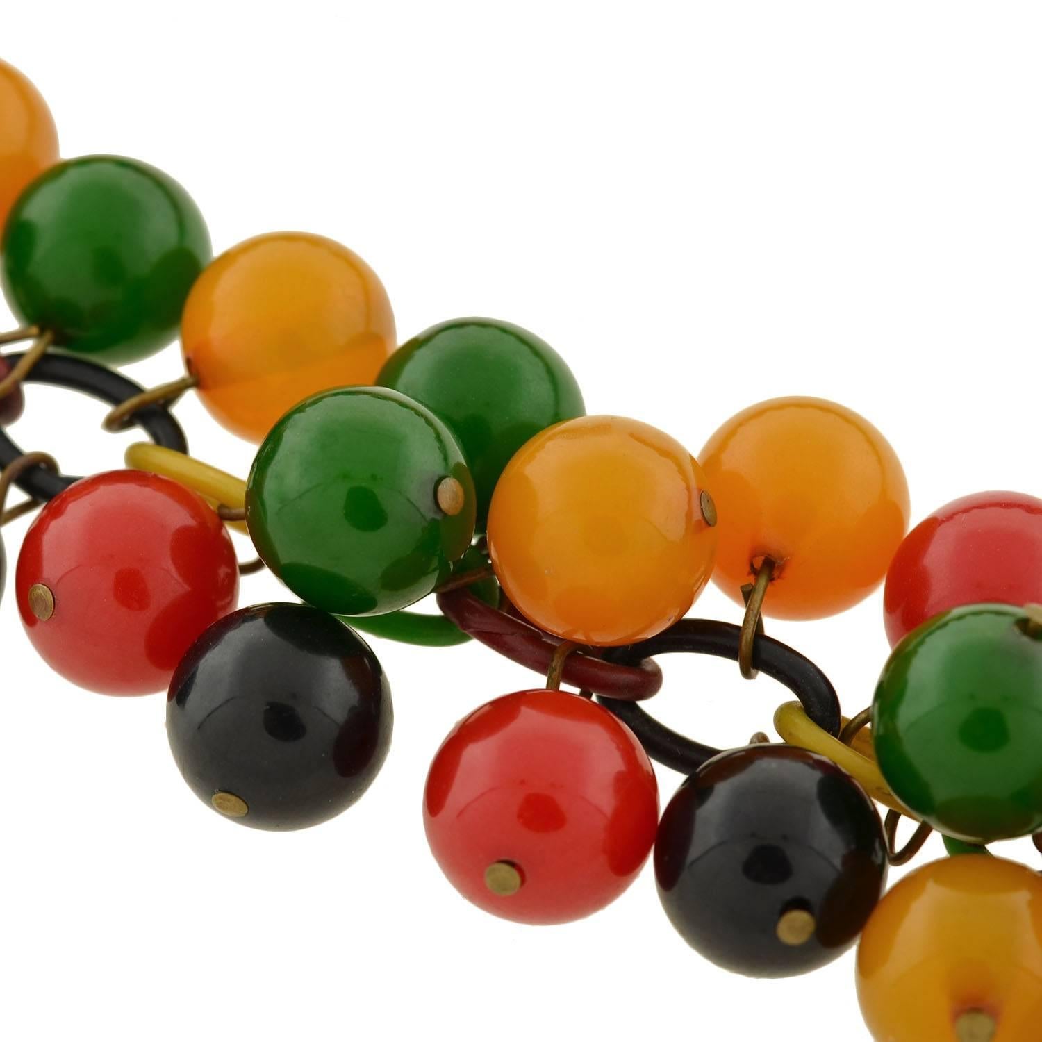 Retro Multi-Colored Bakelite and Celluloid Necklace In Excellent Condition In Narberth, PA