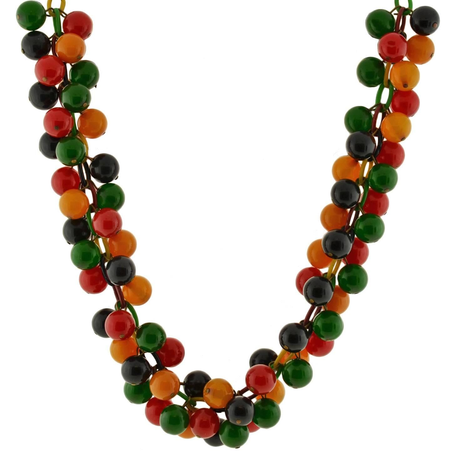 Retro Multi-Colored Bakelite and Celluloid Necklace