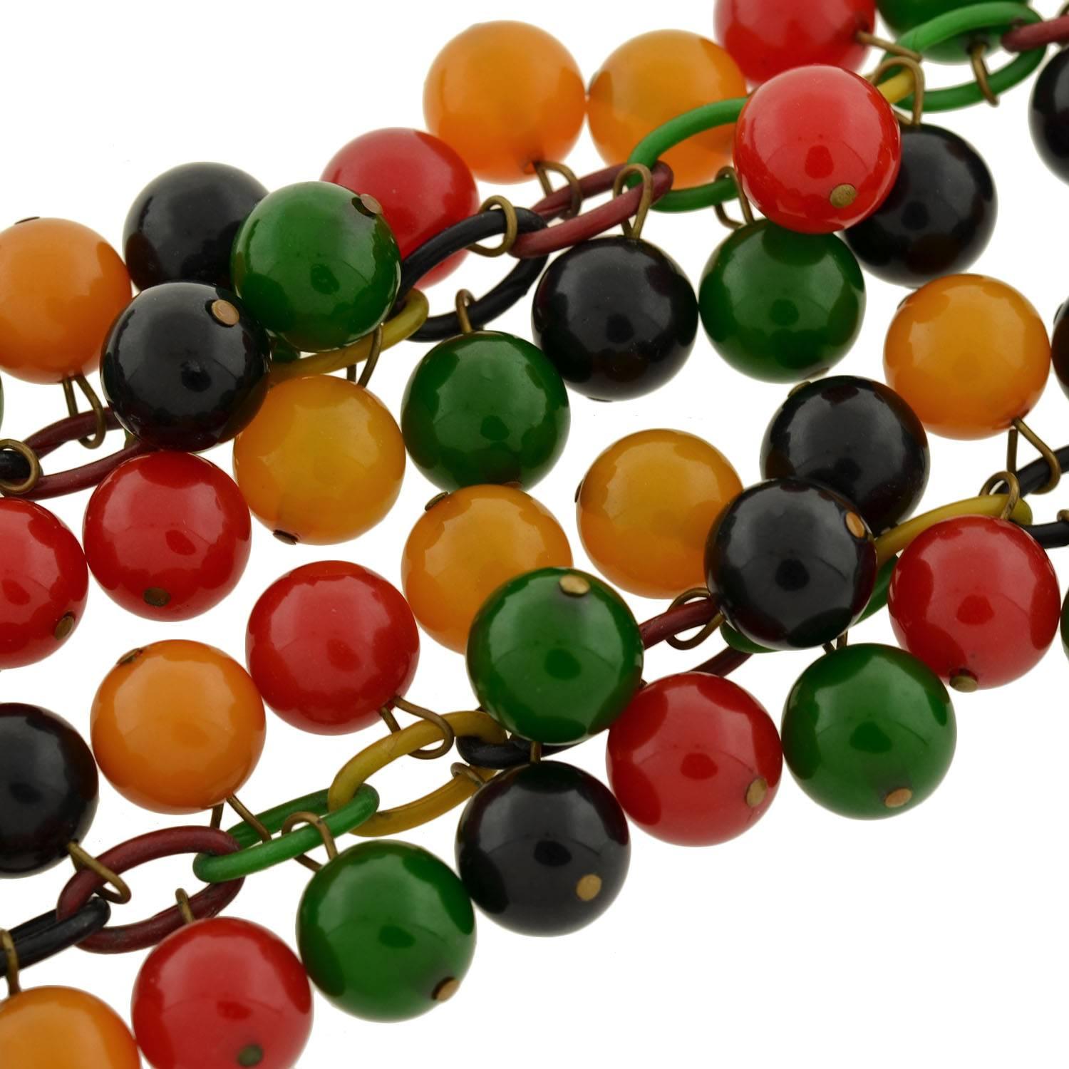 Women's Retro Multi-Colored Bakelite and Celluloid Necklace