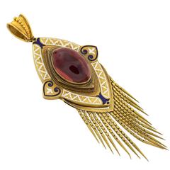 Victorian Garnet and Enamel Foxtail Fringe Pendant