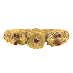 19th Century Indian Rare Repousse Mythological Bird Kada Bangle Bracelet