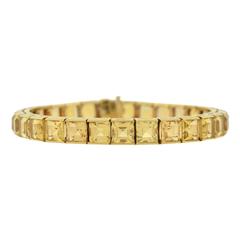 Retro Faceted Square Step Cut Citrine Gold Line Bracelet 4