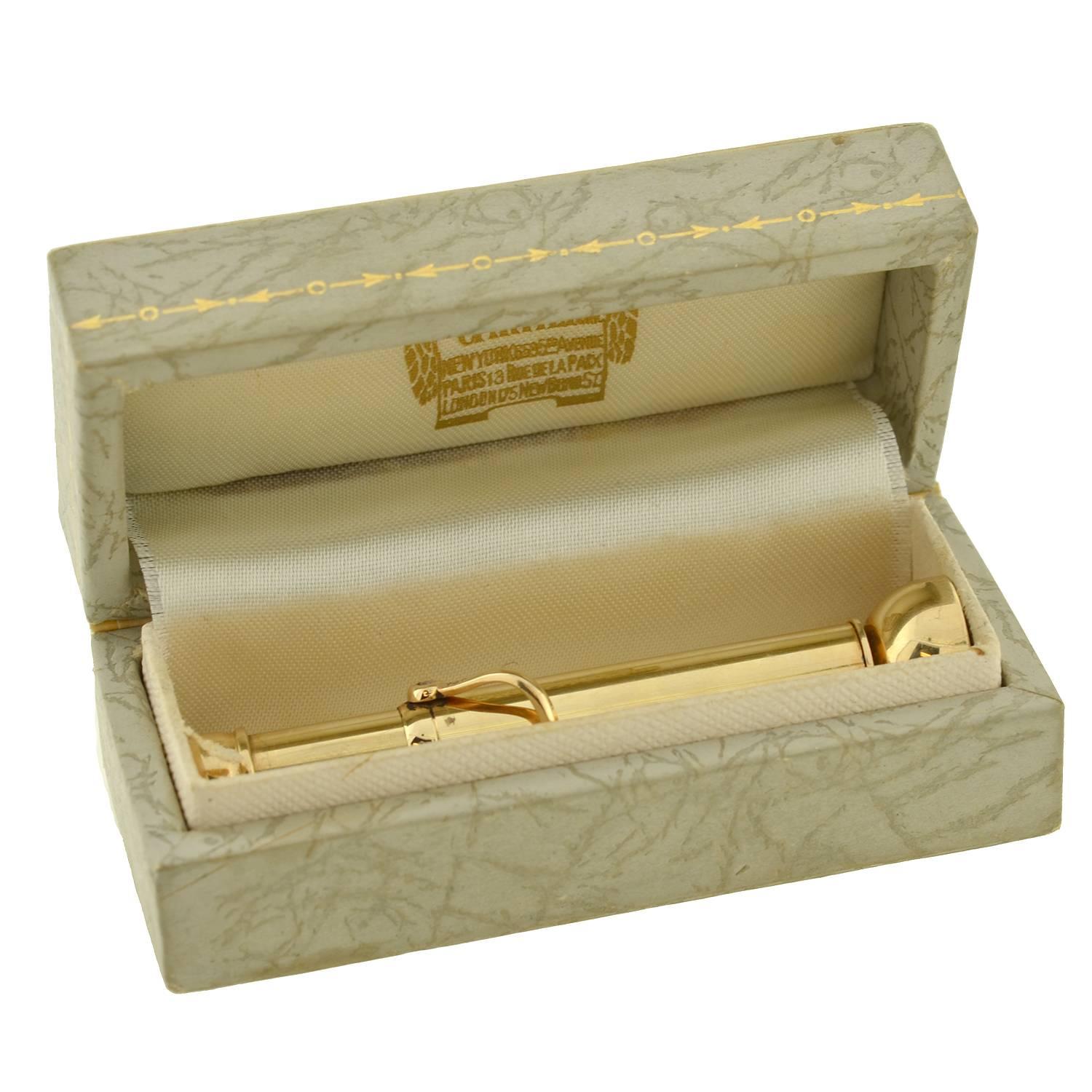 1930s Cartier Art Deco Gold Cigar Punch Fob with Box  In Excellent Condition In Narberth, PA