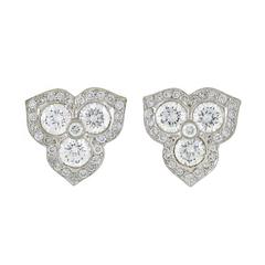 Contemporary 1.50 Carats Diamonds Platinum Petal Cluster Earrings 12