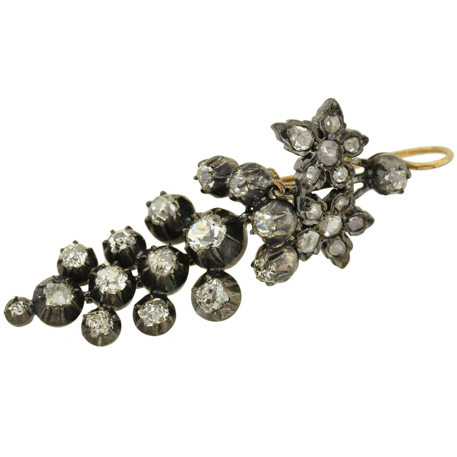 Women's Victorian Dramatic Mine Cut Diamond Earrings 2.50 carats