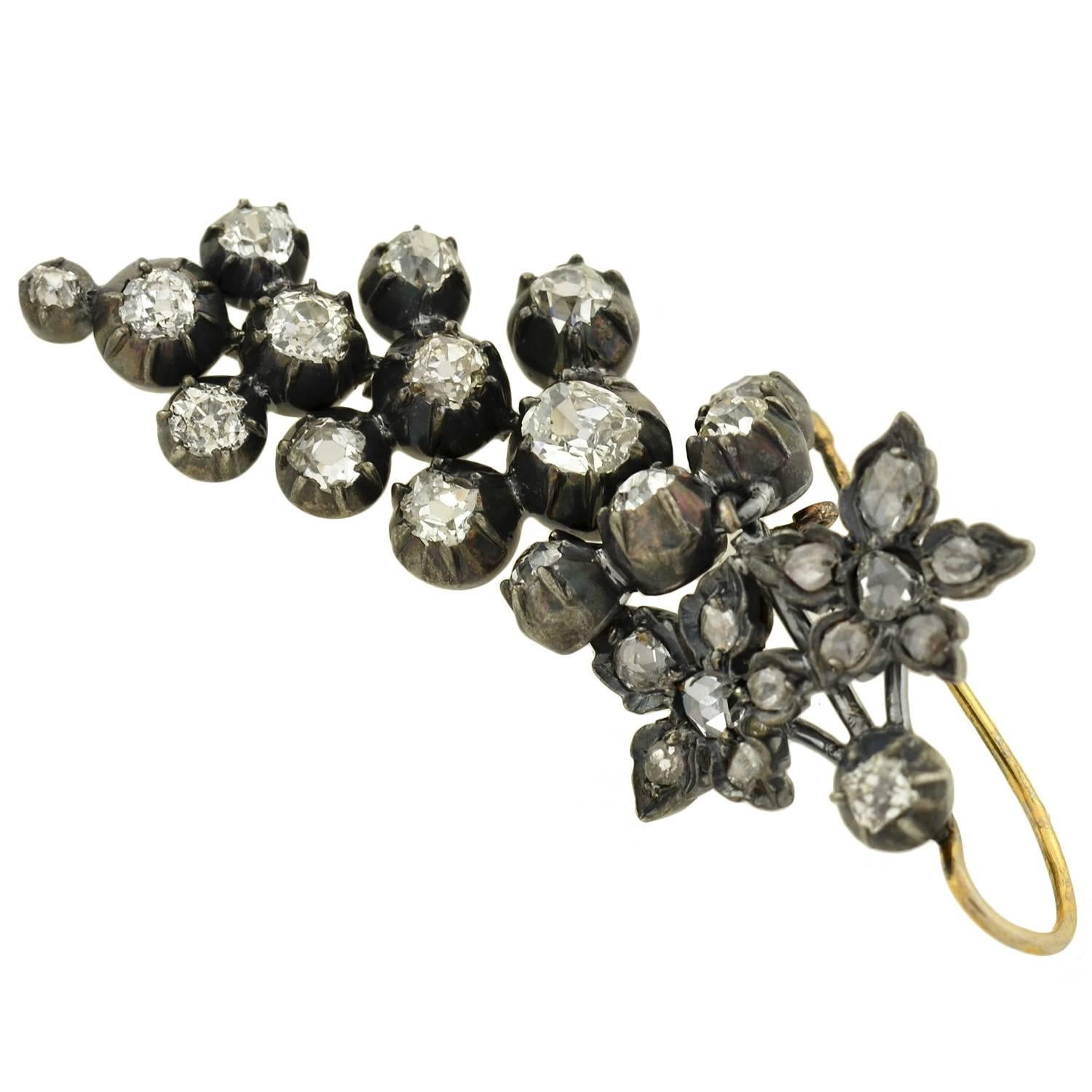 Victorian Dramatic Mine Cut Diamond Earrings 2.50 carats 2