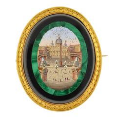 Antique Victorian Impressive Vatican City Micro Mosaic Pin/Pendant