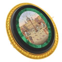 Victorian Impressive Vatican City Micro Mosaic Pin/Pendant