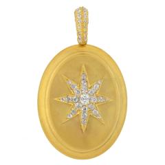Victorian Raised Diamond Starburst Gold Locket 1.10ctw