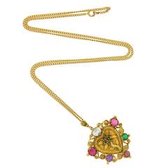 Victorian "REGARD" Gemstone Floral Heart Necklace