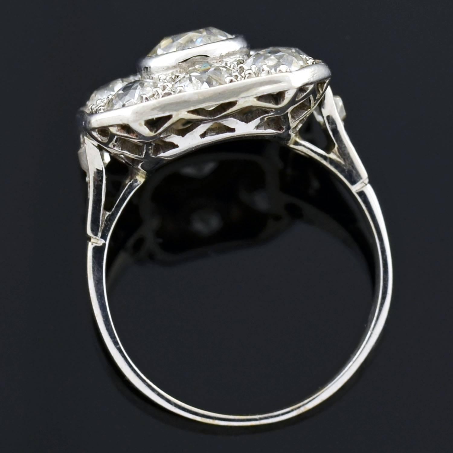 Women's Edwardian Mine Cut Diamond Cluster Ring 3ctw