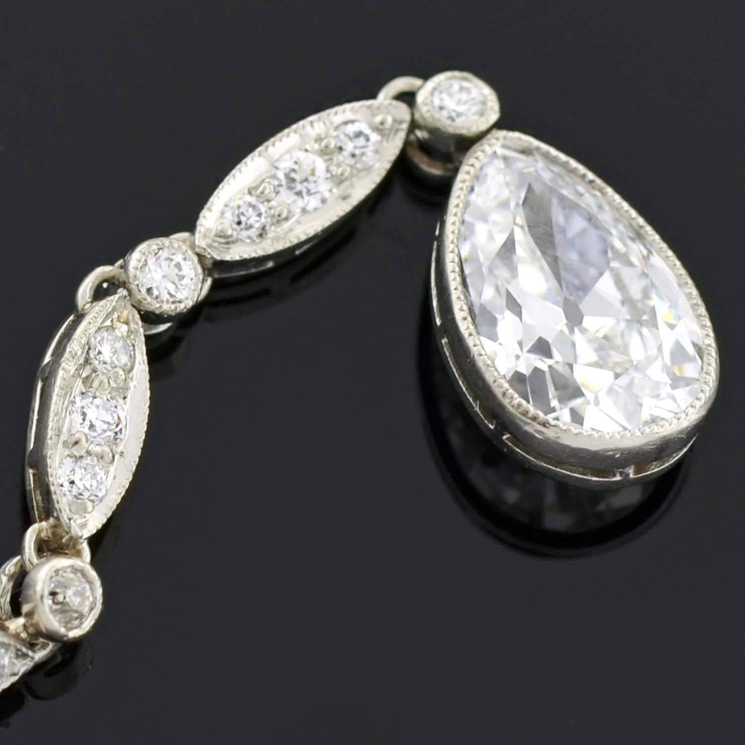 TIFFANY & CO. Art Deco Diamond Teardrop Earrings 3.25ctw 1
