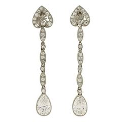 TIFFANY & CO. Art Deco Diamond Teardrop Earrings 3.25ctw