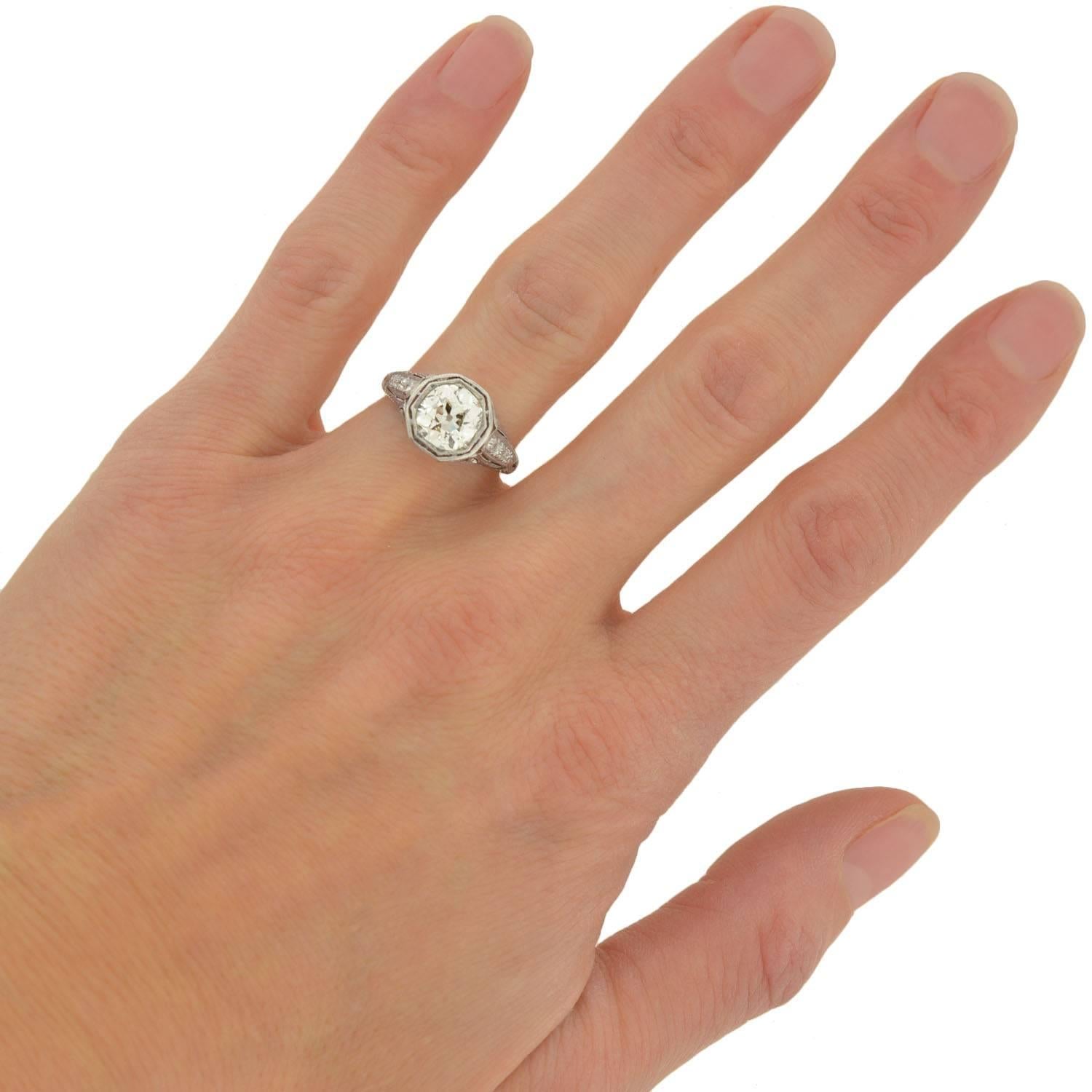 Art Deco 2.40 Carat Diamond Engagement Ring 3