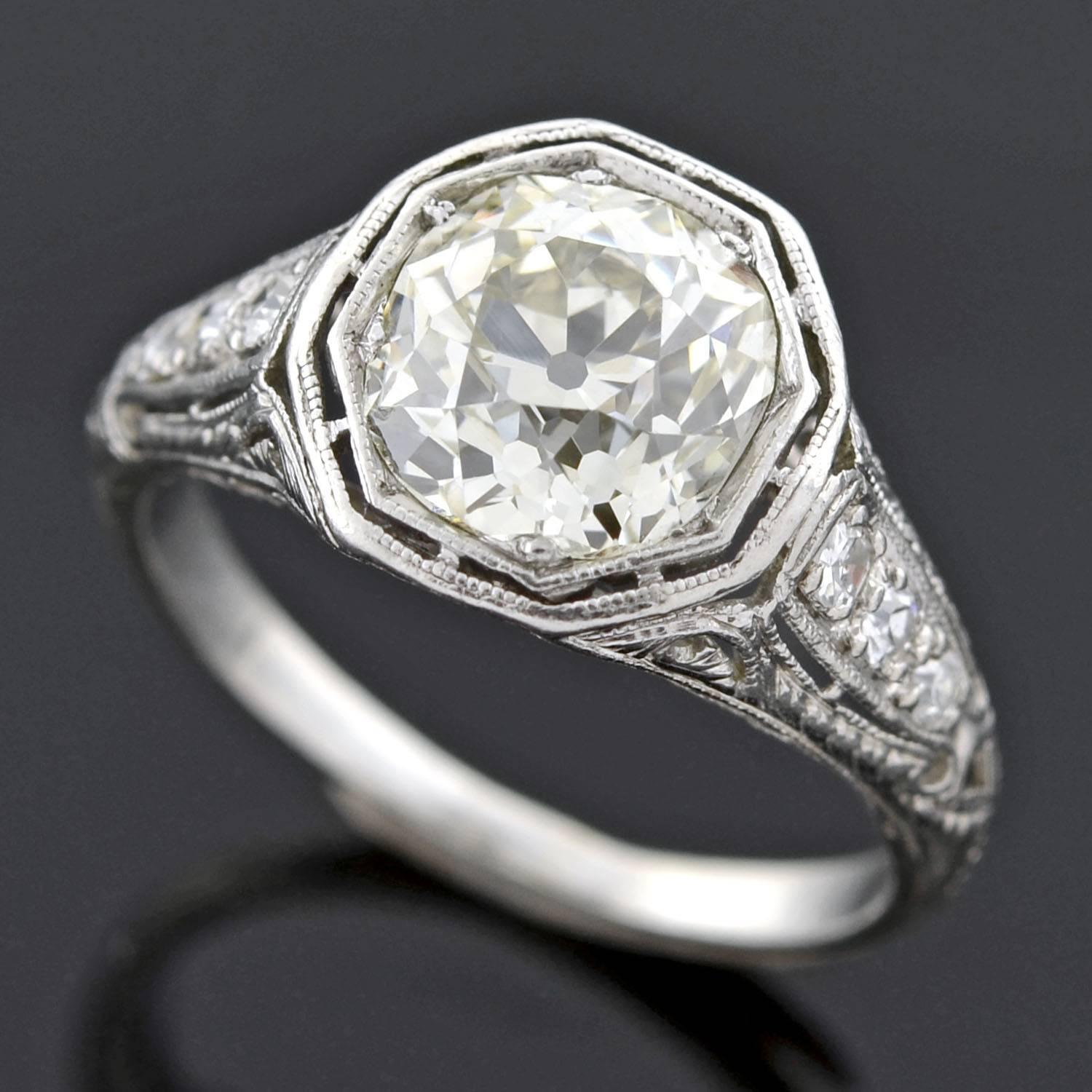 Art Deco 2.40 Carat Diamond Engagement Ring 2