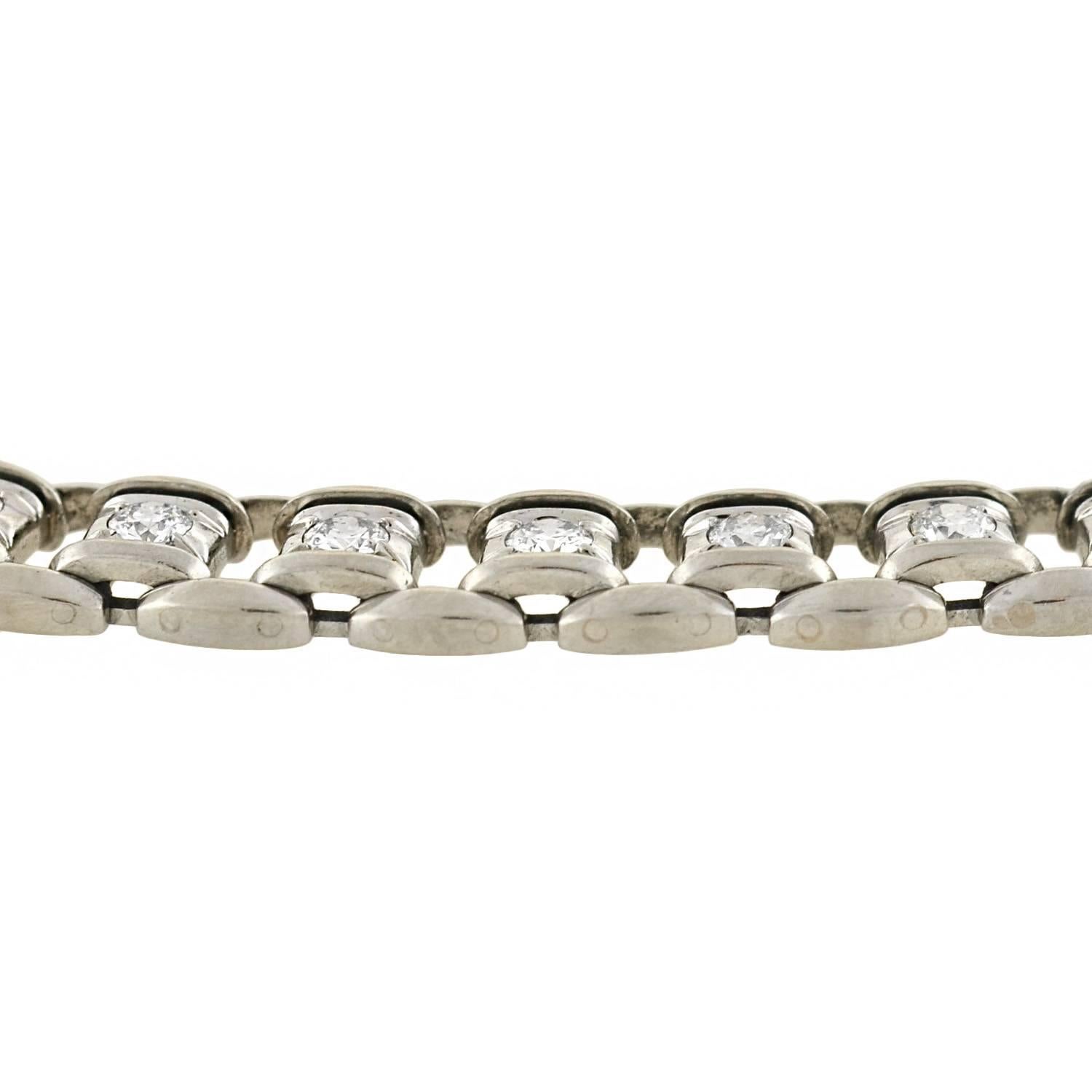 Late Art Deco 2 Carats Diamonds Platinum Link Bracelet 1