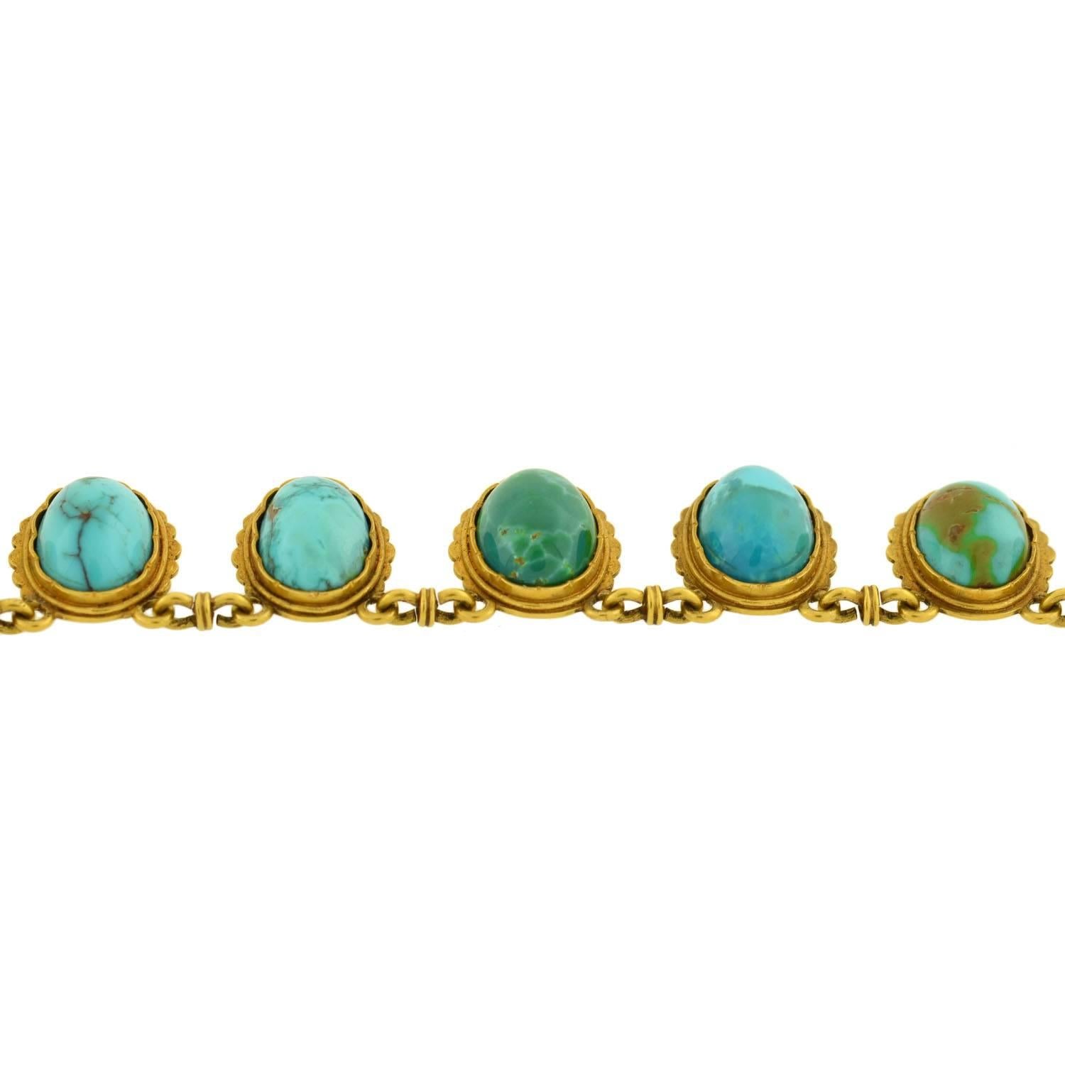 Victorian Natural Turquoise Drop Collar Necklace 2
