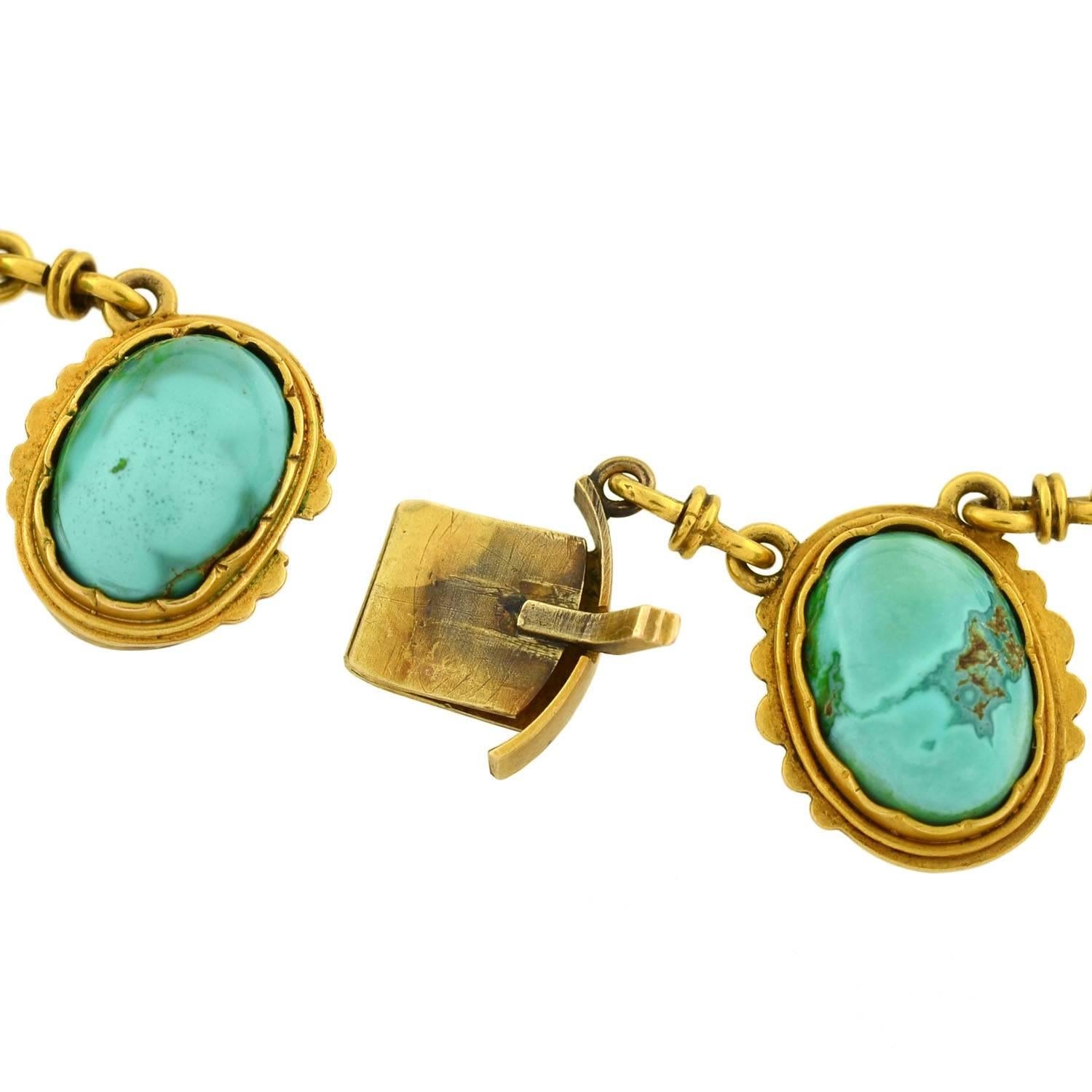 Victorian Natural Turquoise Drop Collar Necklace 3