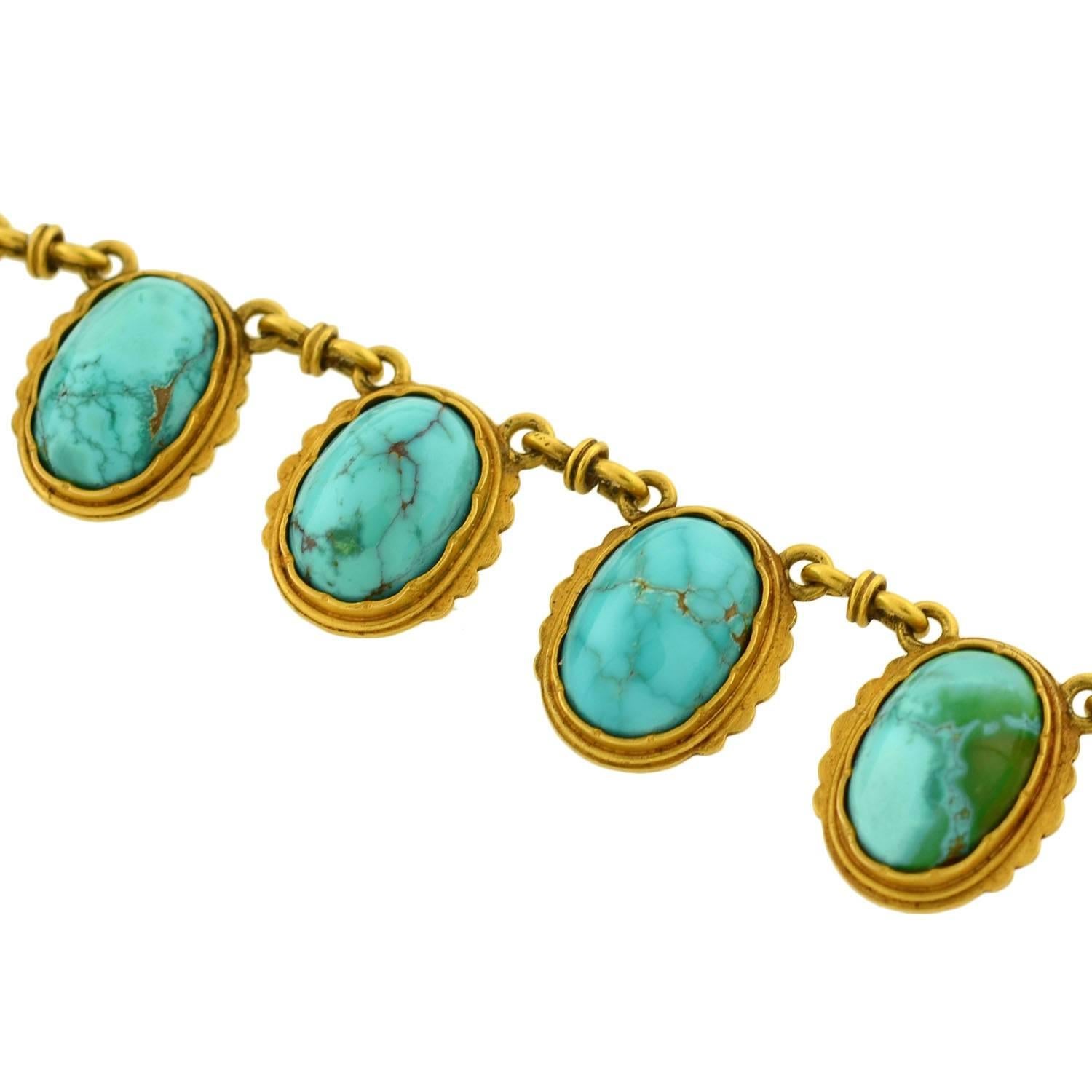 Victorian Natural Turquoise Drop Collar Necklace 1