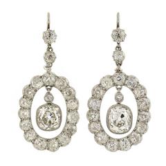 Edwardian Dramatic 6.20 carats Diamonds Platinum Earrings 12