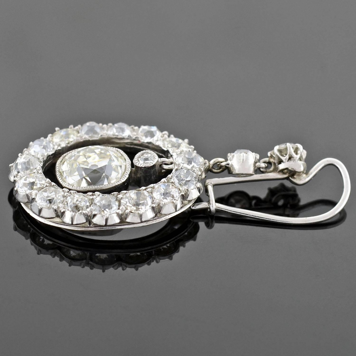 Edwardian Dramatic 6.20 carats Diamonds Platinum Earrings  1