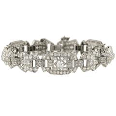 Art Deco Diamond Link Platinum Bracelet