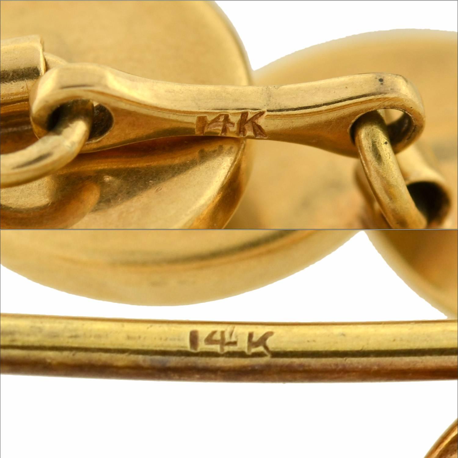 Antique Victorian Essex Crystal Gold Shorthorn Bull Cufflink Tie Clip Set en vente 3