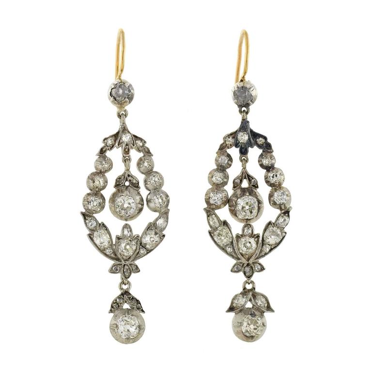 Victorian Dramatic 2 25 Carats Diamonds Silver Earrings For At Victorian Dramatic 2 25 Carats Diamonds Silver Earrings For