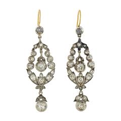 Victorian Dramatic 2.25 carats Diamonds Silver Earrings 5