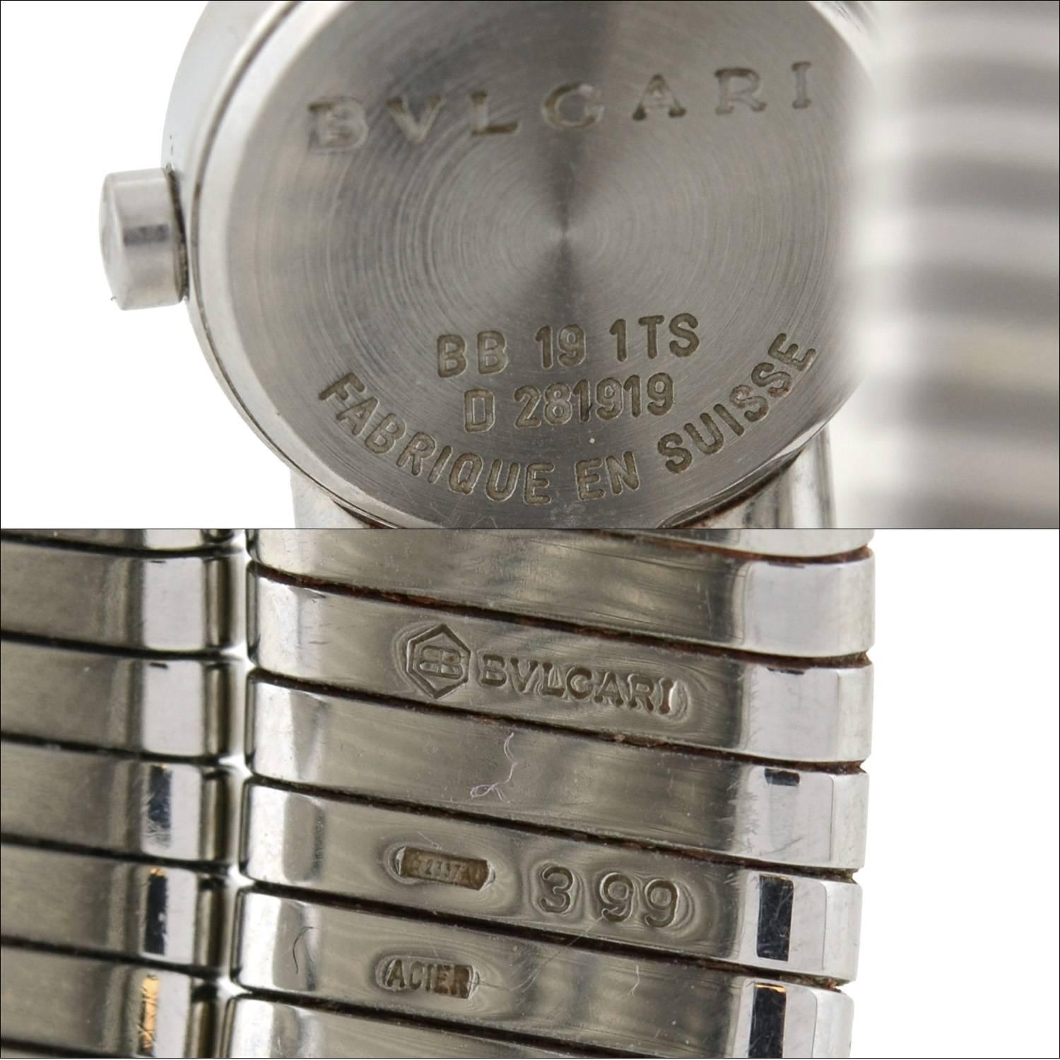 Bulgari Ladies Stainless Steel Serpenti Tubogas Bracelet Wristwatch In Excellent Condition In Narberth, PA