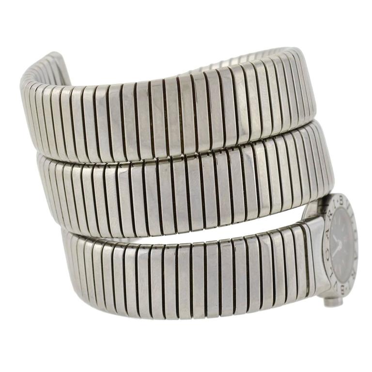 Bulgari Las Stainless Steel Serpenti Tubogas Bracelet Wrisch This Fabulous Watch Bracelet Is A Signed Estate Piece By Bvlgari Known As The Quot