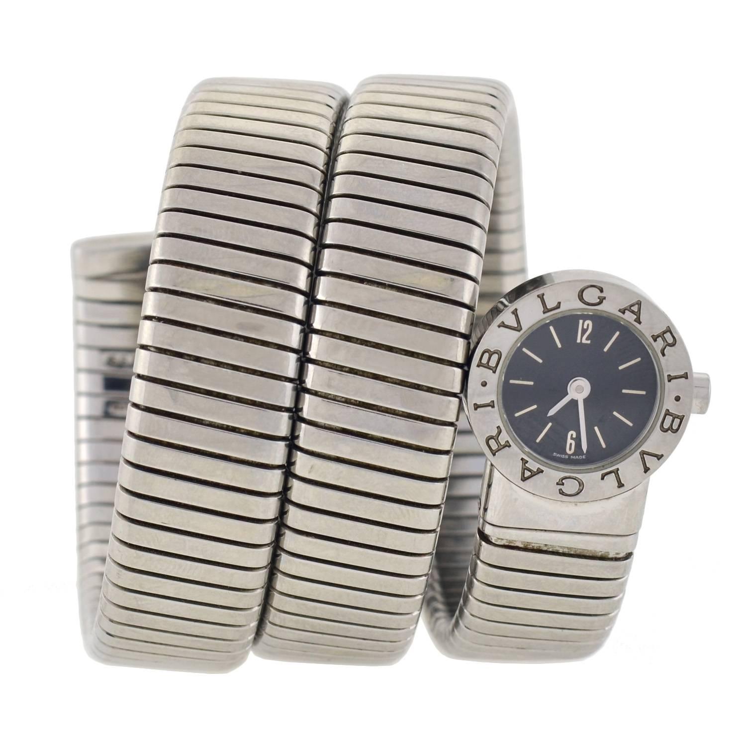 Bulgari Ladies Stainless Steel Serpenti Tubogas Bracelet Wristwatch