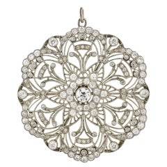 Edwardian Lacy Wirework Diamond Pendant 3.85 Carat