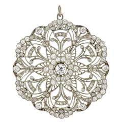 Edwardian Lacy Wirework Diamond Pendant 3.85 Carat 4