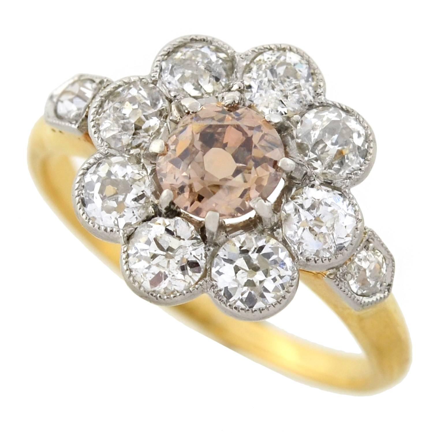 edwardian diamond cluster engagement ring