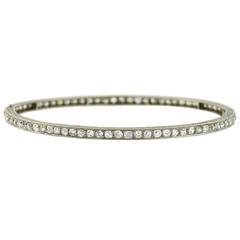 Edwardian Platinum Mine Cut Diamond Bangle Bracelet 5 Carat 8
